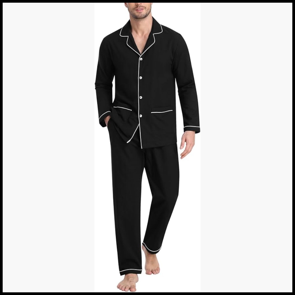Soft Cotton Button Down Pajama Set With Pockets Long Sleeve